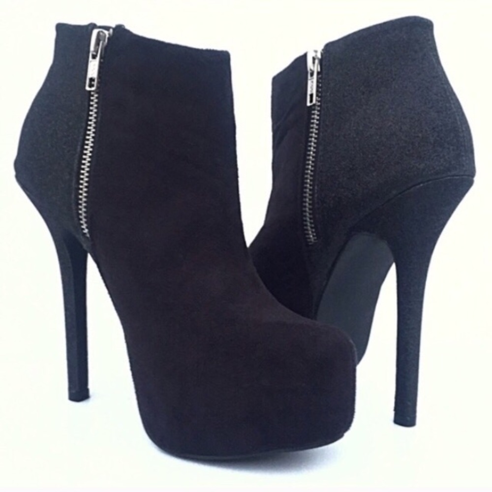 Black guttered stiletto ankle booties